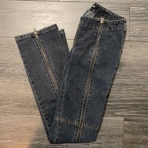 Y2K hip huggers Size 0 DKNY zip leg stretch denim jeans 30” inseam